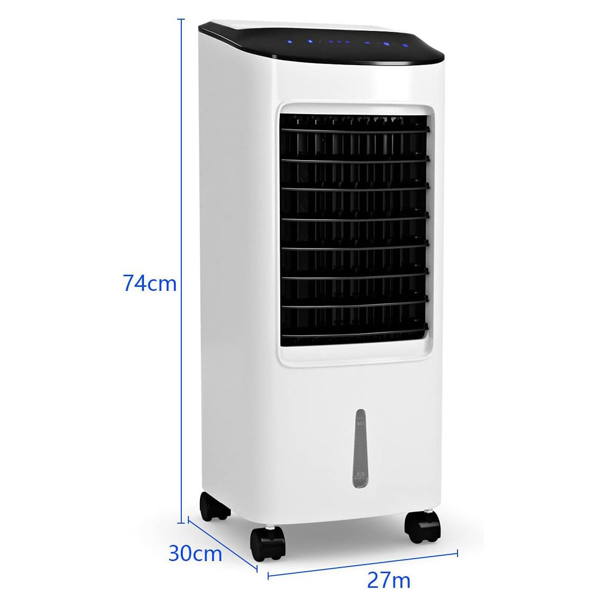 Rafraîchisseur d’Air Mobile 4 en 1 Fonction de Réfrigération Humidification Purification Ventilation Réservoir 7L 65W 3 Vitesses Minuterie – Image 9