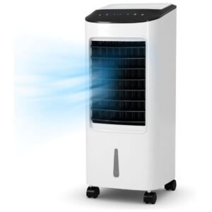 Rafraîchisseur d’Air Mobile 4 en 1 Fonction de Réfrigération Humidification Purification Ventilation Réservoir 7L 65W 3 Vitesses Minuterie