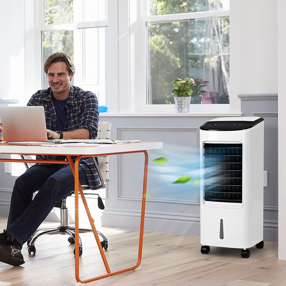 Rafraîchisseur d’Air Mobile 4 en 1 Fonction de Réfrigération Humidification Purification Ventilation Réservoir 7L 65W 3 Vitesses Minuterie – Image 3