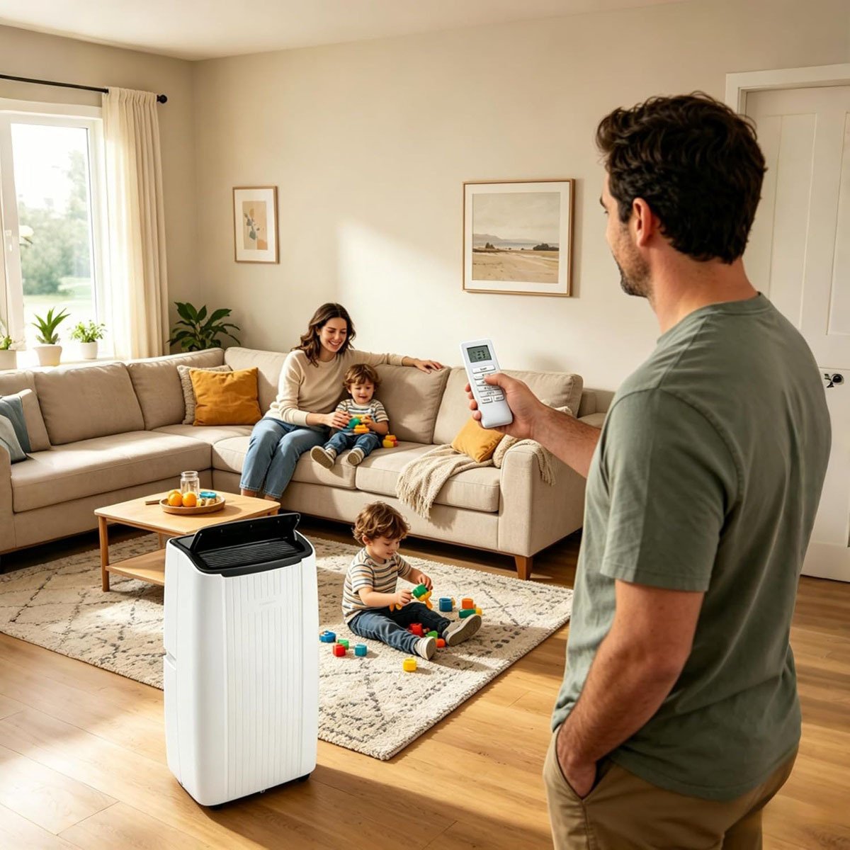 Climatiseur Mobile 14000 BTU avec Refroidissement Chauffage Déshumidification et Ventilation Télécommande/Application Minuterie 24H – Image 2