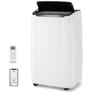 Climatiseur Mobile 14000 BTU avec Refroidissement Chauffage Déshumidification et Ventilation Télécommande/Application Minuterie 24H