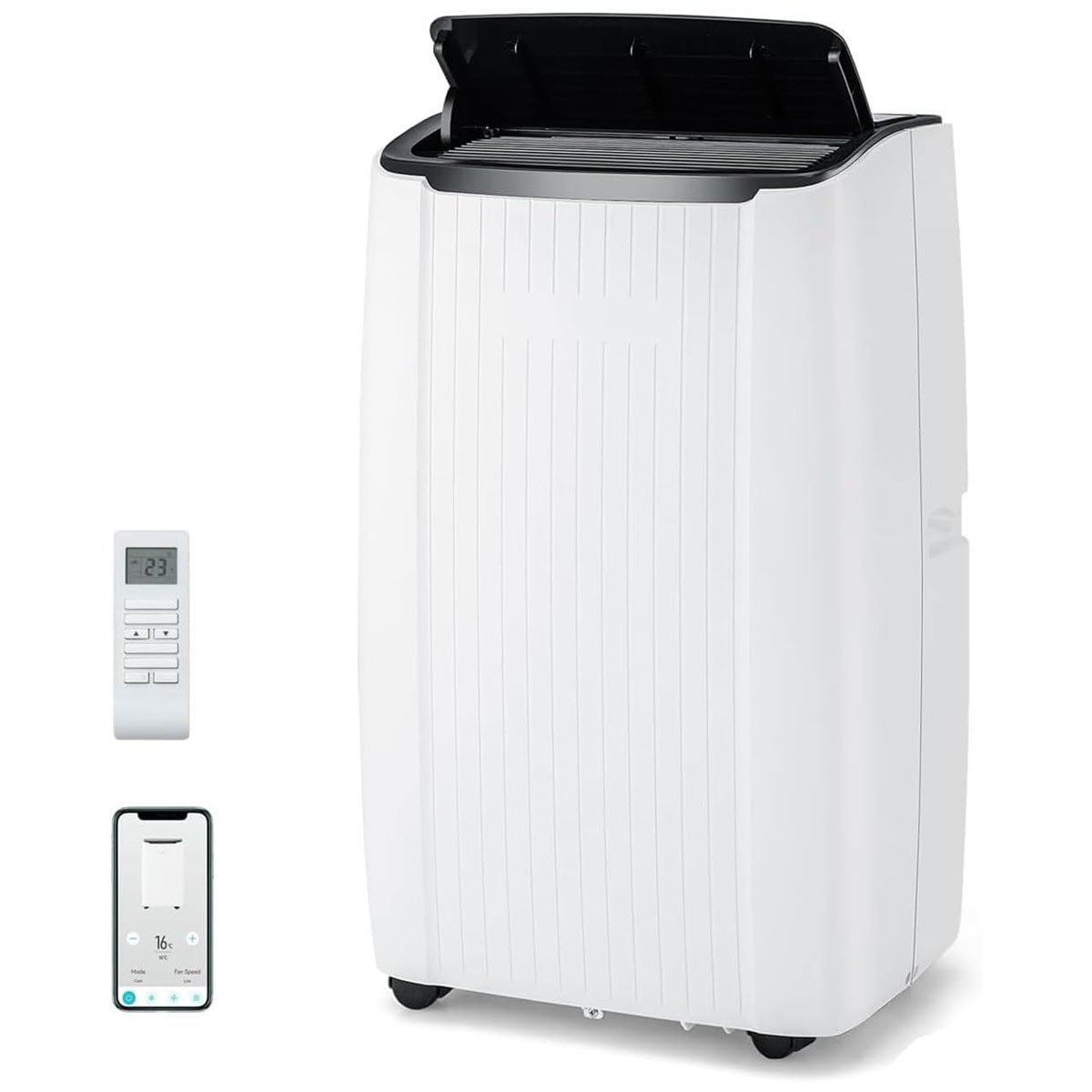 Climatiseur Mobile 14000 BTU avec Refroidissement Chauffage Déshumidification et Ventilation Télécommande/Application Minuterie 24H