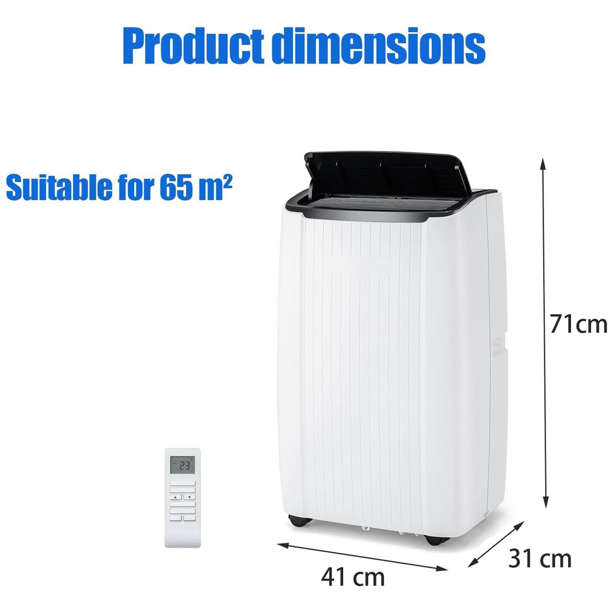 Climatiseur Mobile 14000 BTU avec Refroidissement Chauffage Déshumidification et Ventilation Télécommande/Application Minuterie 24H – Image 3
