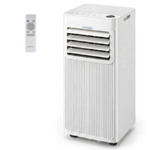 Climatiseur Mobile Silencieux 7000 BTU 3 en 1 Climatiseur Déshumidificateur Ventilateur Mode Sommeil Minuterie 24H jusqu'à 32,5 m² Blanc