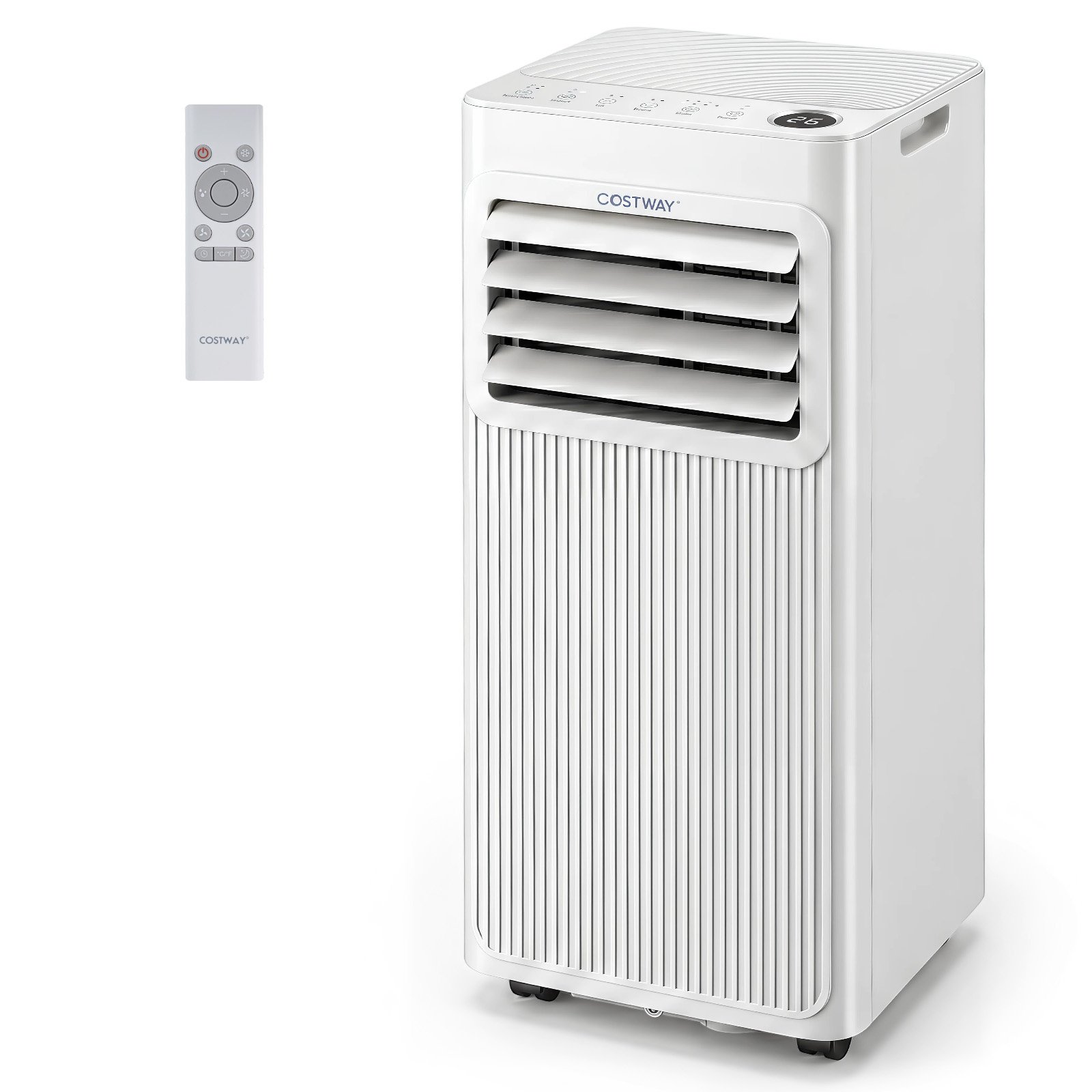 Climatiseur Mobile Silencieux 7000 BTU 3 en 1 Climatiseur Déshumidificateur Ventilateur Mode Sommeil Minuterie 24H jusqu'à 32,5 m² Blanc