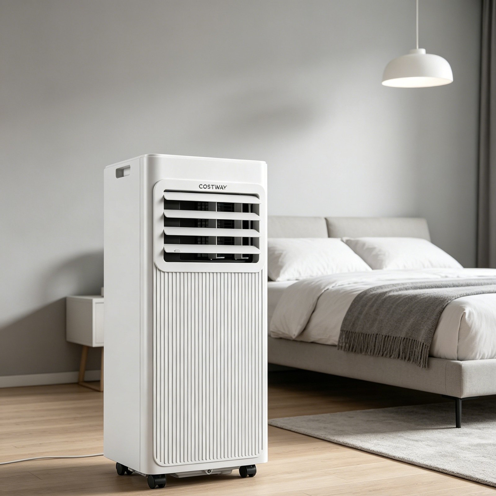 Climatiseur Mobile Silencieux 7000 BTU 3 en 1 Climatiseur Déshumidificateur Ventilateur Mode Sommeil Minuterie 24H jusqu'à 32,5 m² Blanc – Image 3