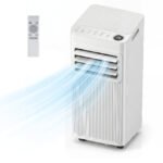 Climatiseur Mobile Silencieux 9000 BTU 3 en 1 Climatiseur Déshumidificateur Ventilateur Mode Sommeil Minuterie 24H jusqu'à 42 m² Blanc