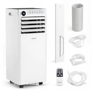 Climatiseur Mobile avec Évacuation 7000 BTU Climatiseur avec Kit Fenêtre Refroidissement Déshumidificateur Ventilateur pour 32,5㎡ Blanc