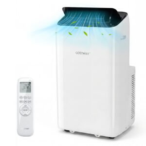 Climatiseur Portable Déshumidificateur avec 4 Vitesses Contrôle APP Mode Sommeil Silencieux Minuteur 24 H Télécommande pour 46,5 m² Blanc