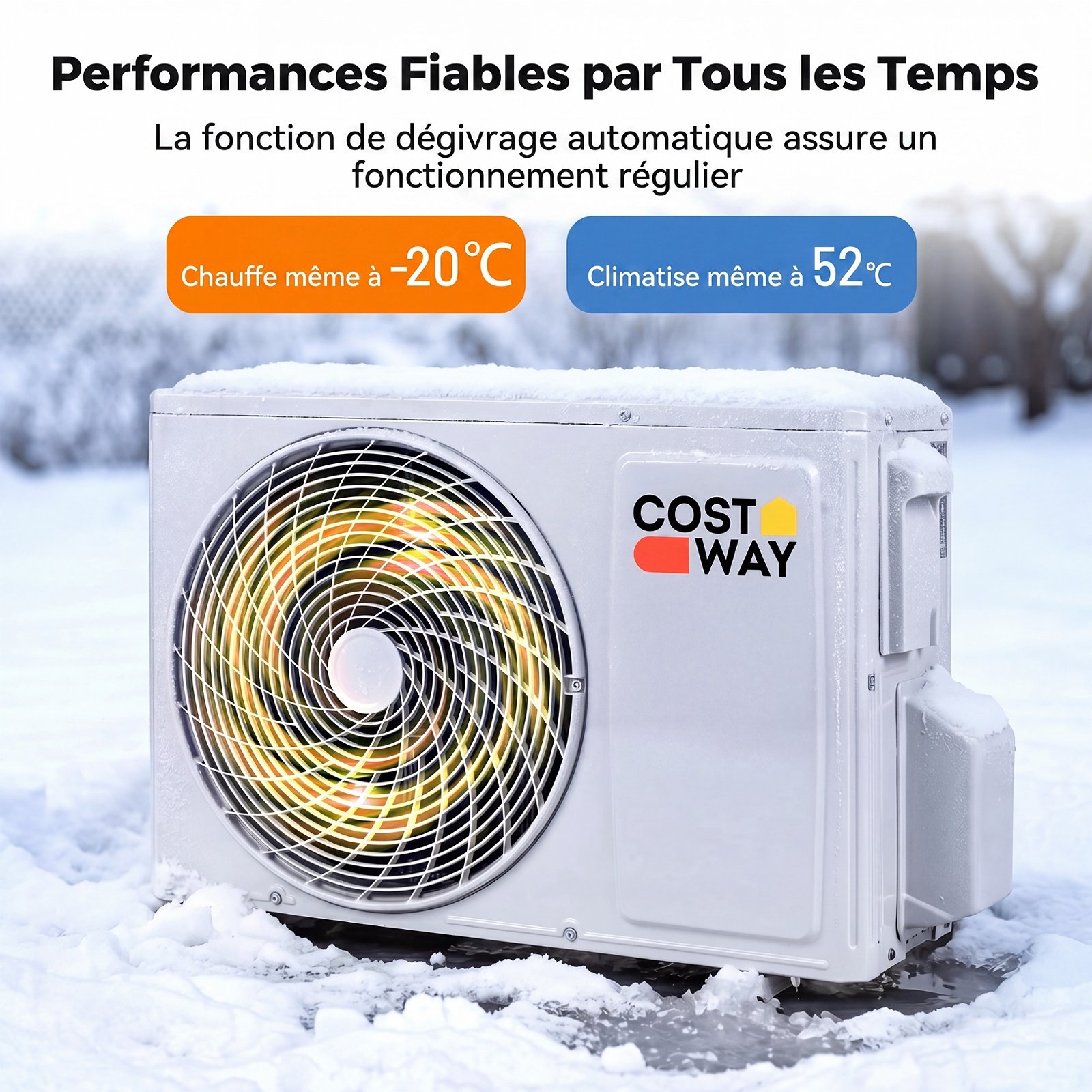 Climatiseur Reversible 12000 BTU 3,4 KW Climatiseur Split R32 avec Chauffage Refroidissement Silencieux 19 dB Classe A++ Blanc – Image 8