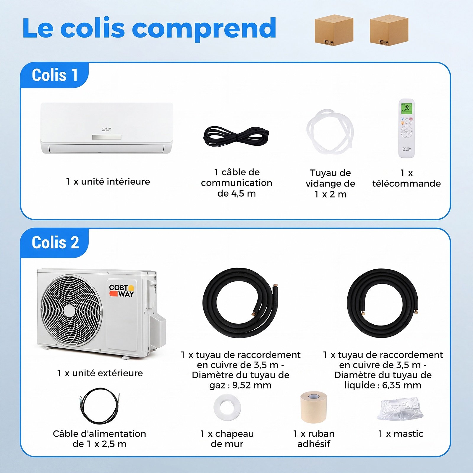 Climatiseur Reversible 12000 BTU 3,4 KW Climatiseur Split R32 avec Chauffage Refroidissement Silencieux 19 dB Classe A++ Blanc – Image 9