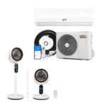 Climatiseur Split Pompe à Chaleur 24000 BTU Silencieux 19dB A++ + Cadeau Ventilateur sur Pied Réglable avec Télécommande et Minuterie