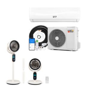 Climatiseur Split Pompe à Chaleur 24000 BTU Silencieux 19dB A++ + Cadeau Ventilateur sur Pied Réglable avec Télécommande et Minuterie