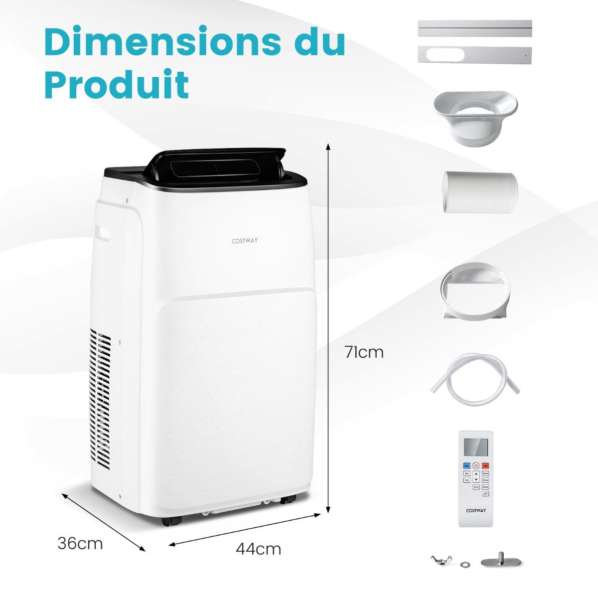 Climatiseur Mobile 4 en 1 Silencieux 14000 BTU avec Ventilateur Déshumidificateur Rafraîchisseur Chauffage Mode veille Classe A – Image 10