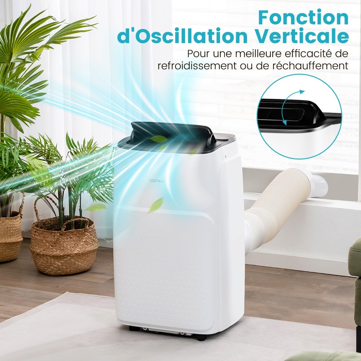 Climatiseur Mobile 4 en 1 Silencieux 14000 BTU avec Ventilateur Déshumidificateur Rafraîchisseur Chauffage Mode veille Classe A – Image 2
