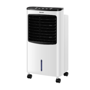 Climatiseur d'Air 75W Mobile 4 en 1 avec Télécommande Minuterie 7,5H Réservoir d’eau 8L 38x28,5x74cm Noir + Blanc