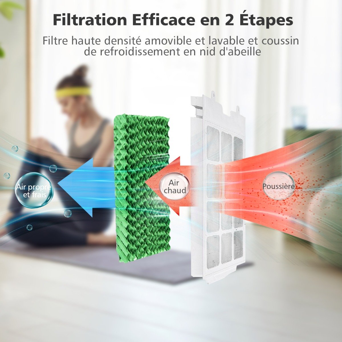Climatiseur d'Air Mobile 4 en 1 Réservoir 20L Ventilateur Humidificateur Oscillation 40° 3 Modes 4 Vitesses Minuterie 7,5H – Image 6