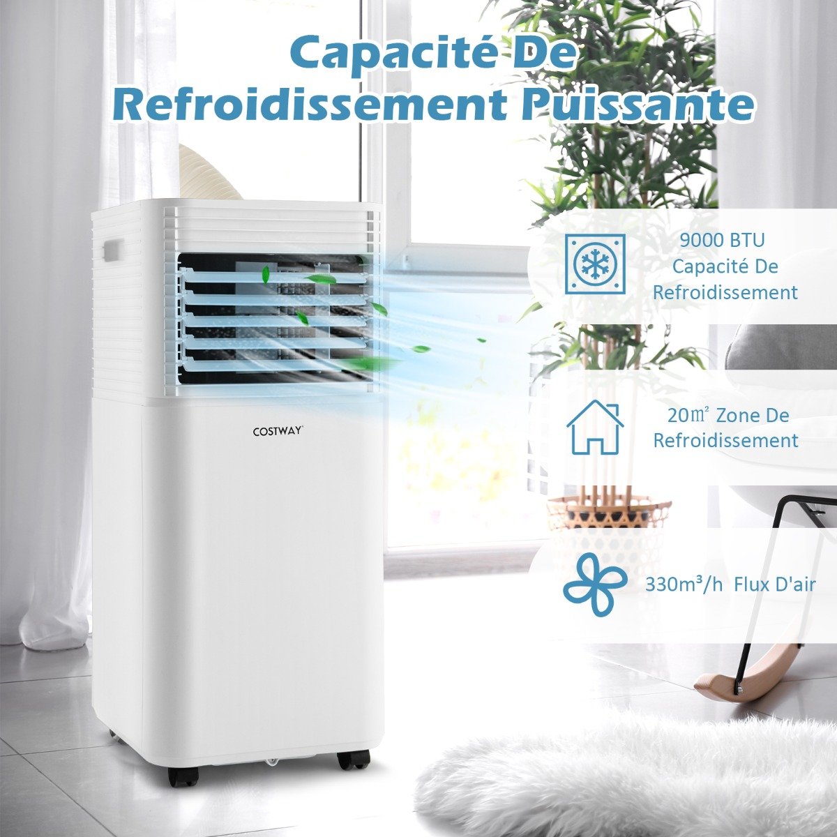 Climatiseur Mobile 4 en 1 Refroidissement Déshumidification Ventilateur 7000BTU 2 Vitesses – Image 4