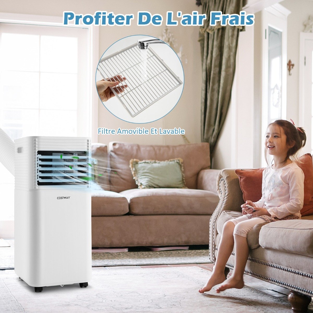 Climatiseur Mobile 4 en 1 Refroidissement Déshumidification Ventilateur 7000BTU 2 Vitesses – Image 5