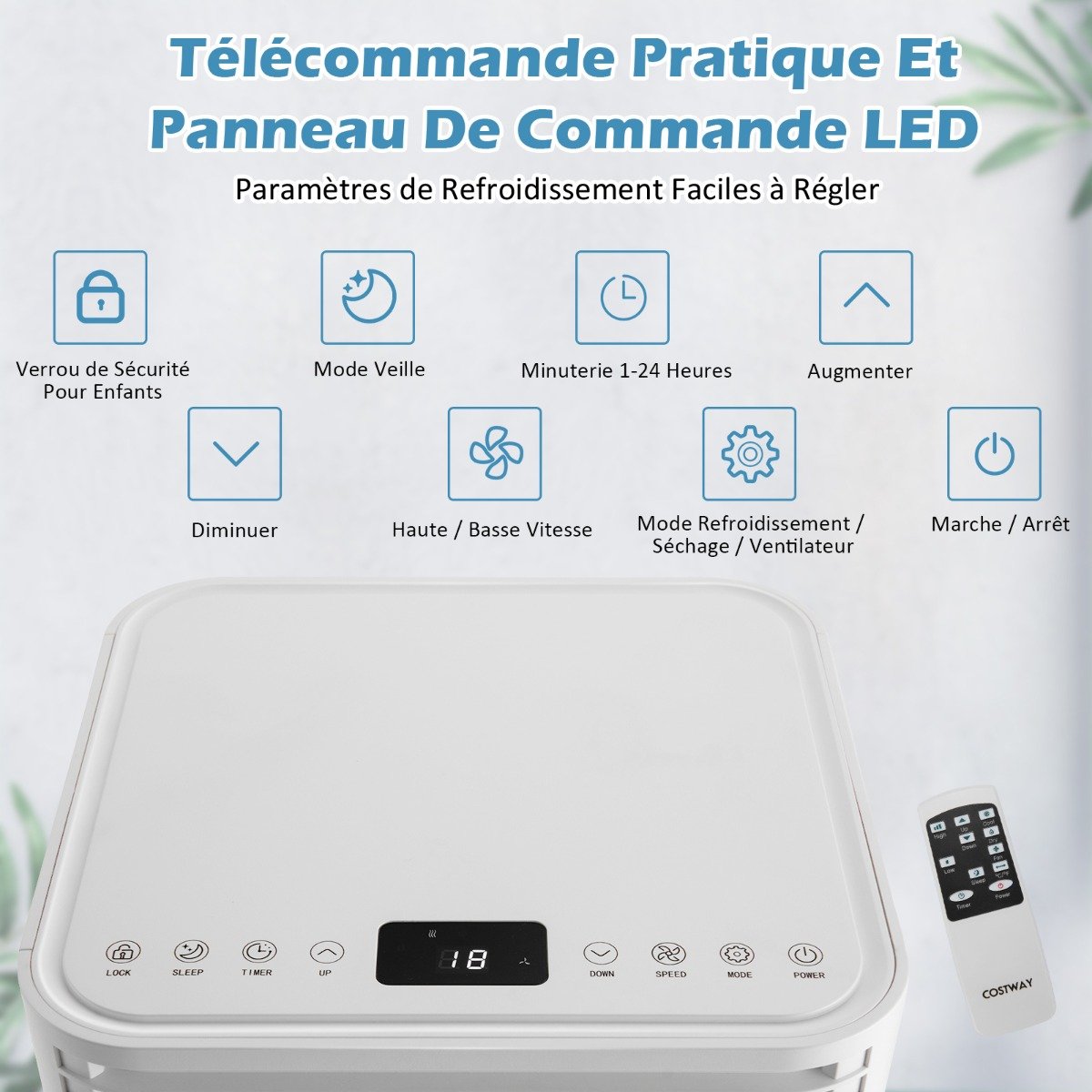 Climatiseur Mobile 4 en 1 Refroidissement Déshumidification Ventilateur 7000BTU 2 Vitesses – Image 6