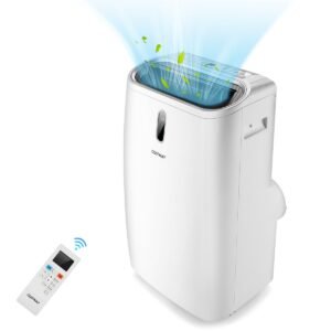 5 en 1 Climatiseur Mobile 16 à 32℃ 16000BTU R290 4 Modes Ventilateur Déshumidificateur Rafraîchisseur et Chauffage Blanc