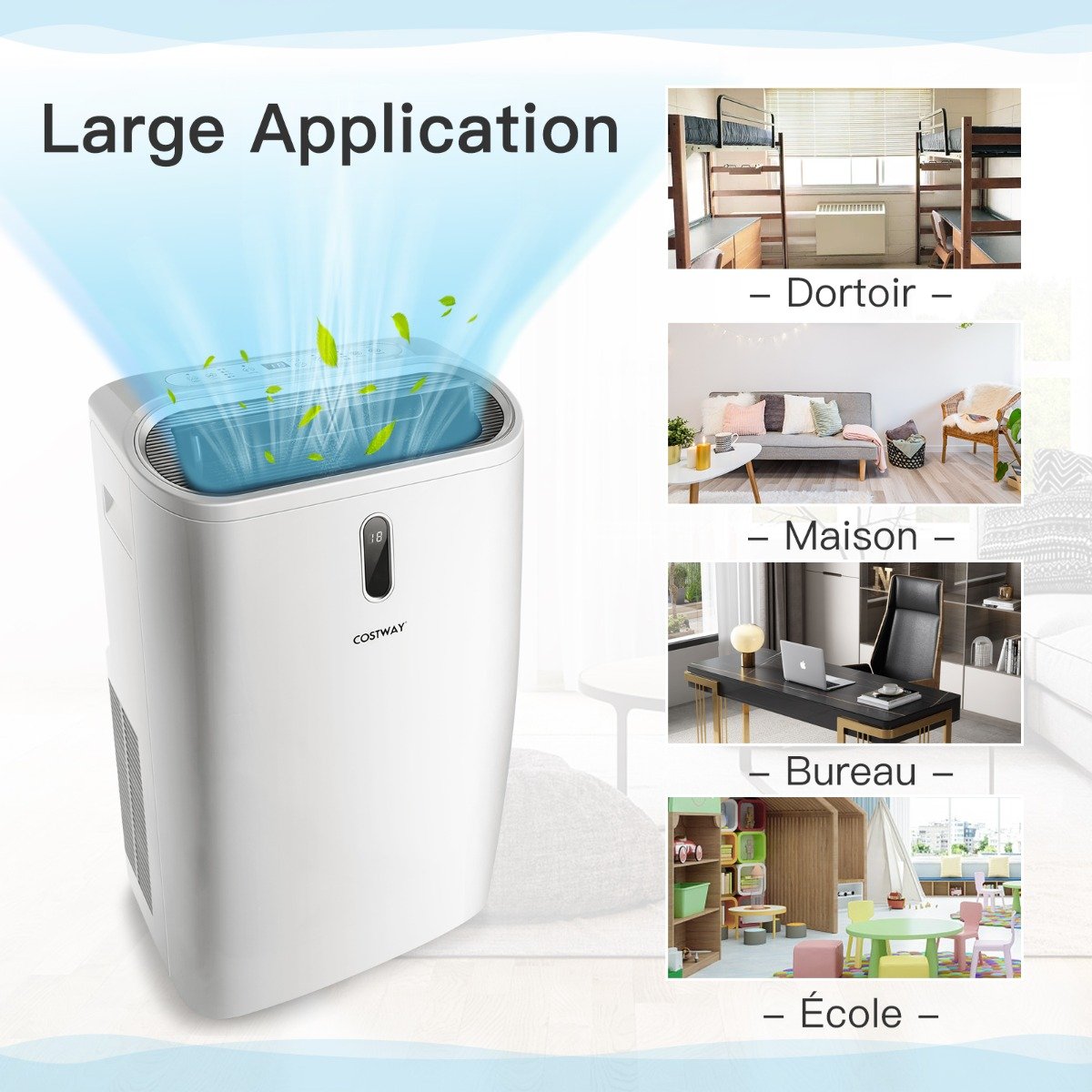 5 en 1 Climatiseur Mobile 16 à 32℃ 16000BTU R290 4 Modes Ventilateur Déshumidificateur Rafraîchisseur et Chauffage Blanc – Image 8