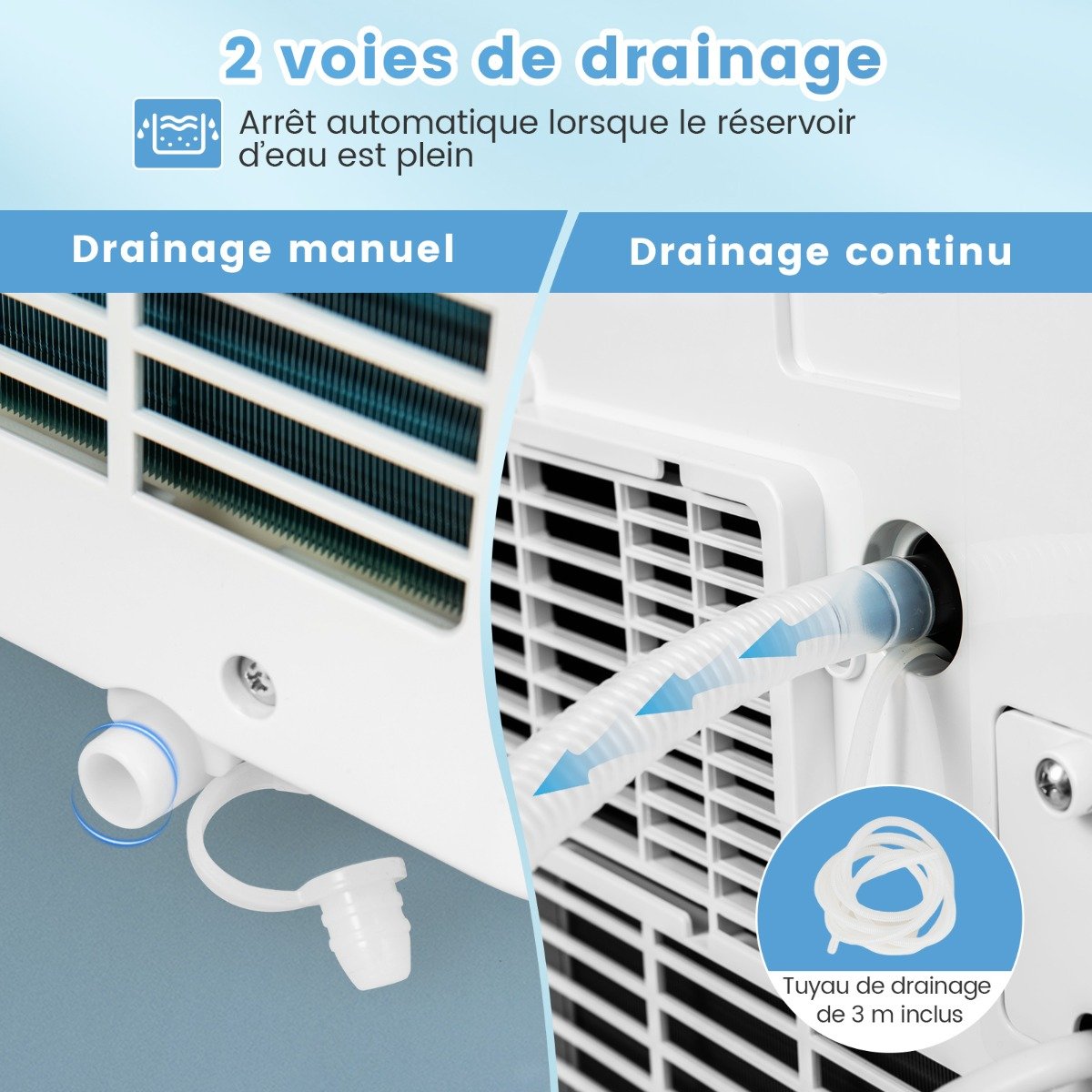Climatiseur Mobile 4 en 1 Silencieux 9000BTU Rafraîchisseur Ventilateur Déshumidificateur 20L/Jour Mode Nuit 17 à 30℃ – Image 8