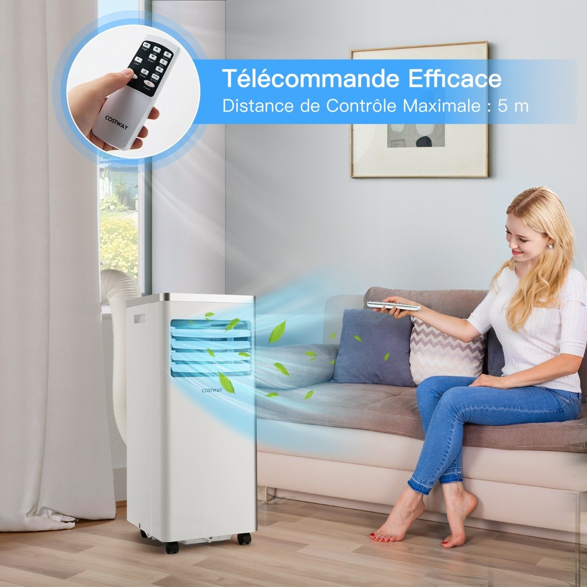 4 en 1 Climatiseur Mobile 7000BTU 2 Vitesses de Ventilateur Mode Veille Minuterie 24h Verrouillage Enfant Affichage LED 25㎡ – Image 2