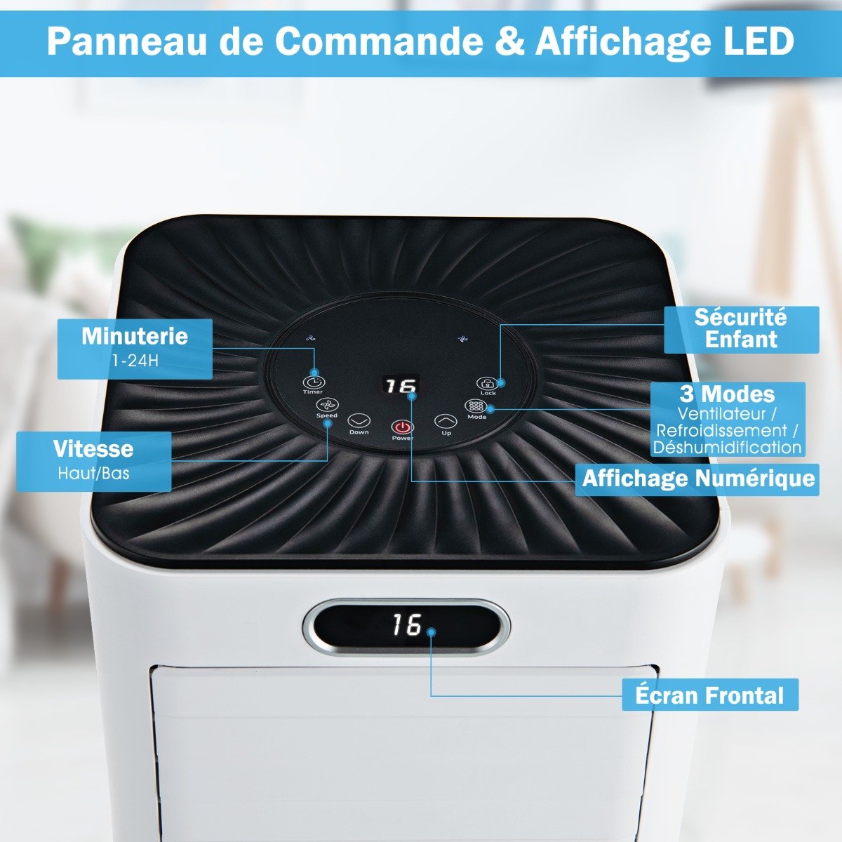 Climatiseur Portable avec Télécommande Climatisation 4 en 1 avec Rafraîchissement Déshumidification Ventilateur et Mode Veille 2,6 kW rafraîchit jusqu'à 30㎡ – Image 5