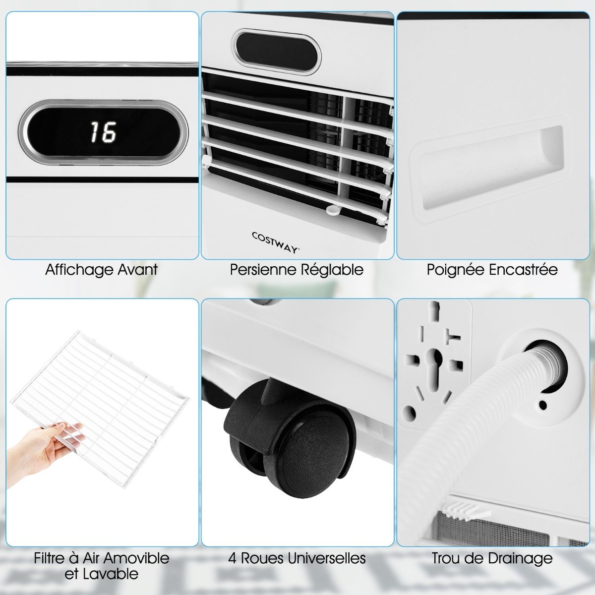 Climatiseur Portable avec Télécommande Climatisation 4 en 1 avec Rafraîchissement Déshumidification Ventilateur et Mode Veille 2,6 kW rafraîchit jusqu'à 30㎡ – Image 8