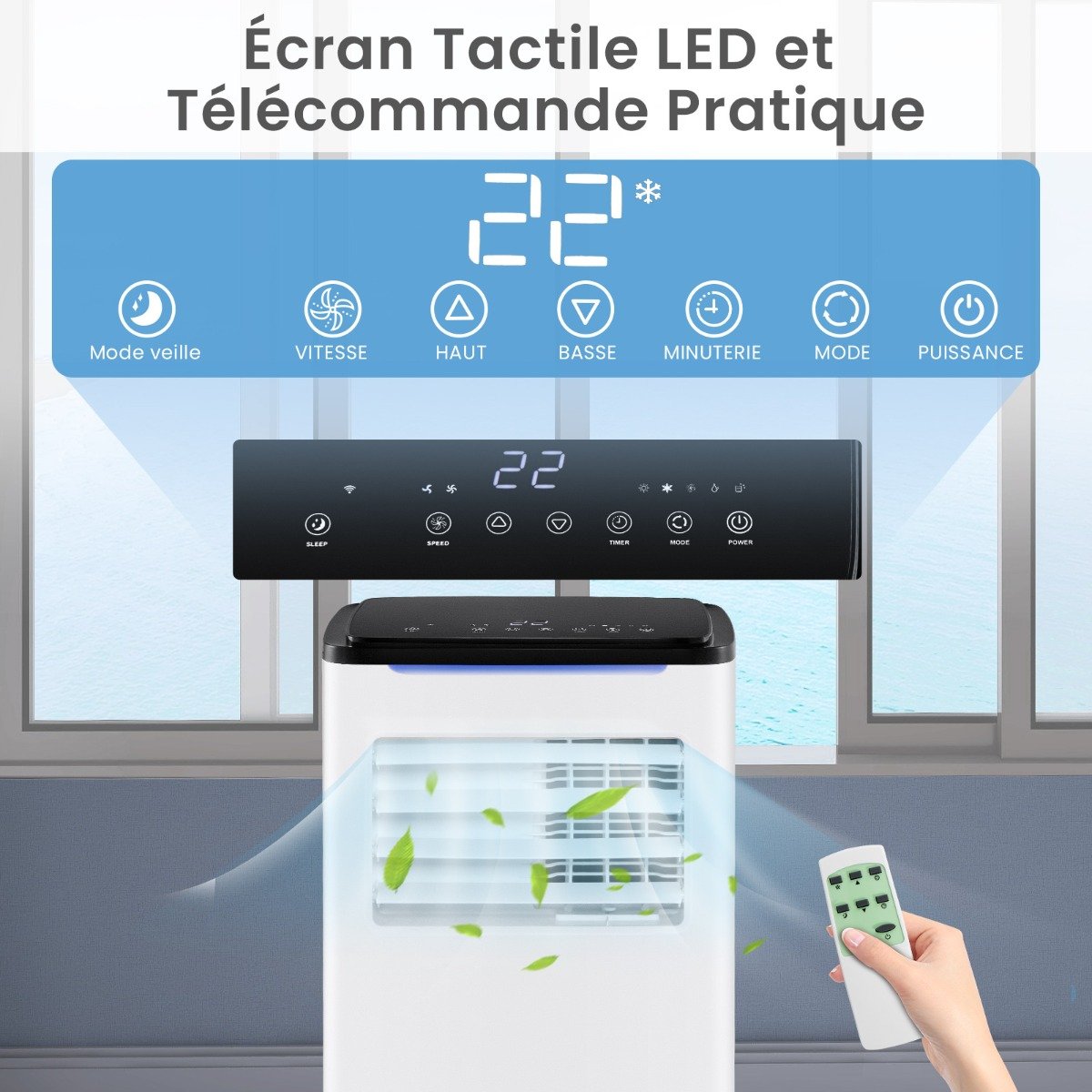 Climatiseur Portable 9000BTU Unité 4 en 1 avec Refroidissement Ventilateur Chauffage et Déshumidificateur Compatible Wi-Fi Blanc – Image 4