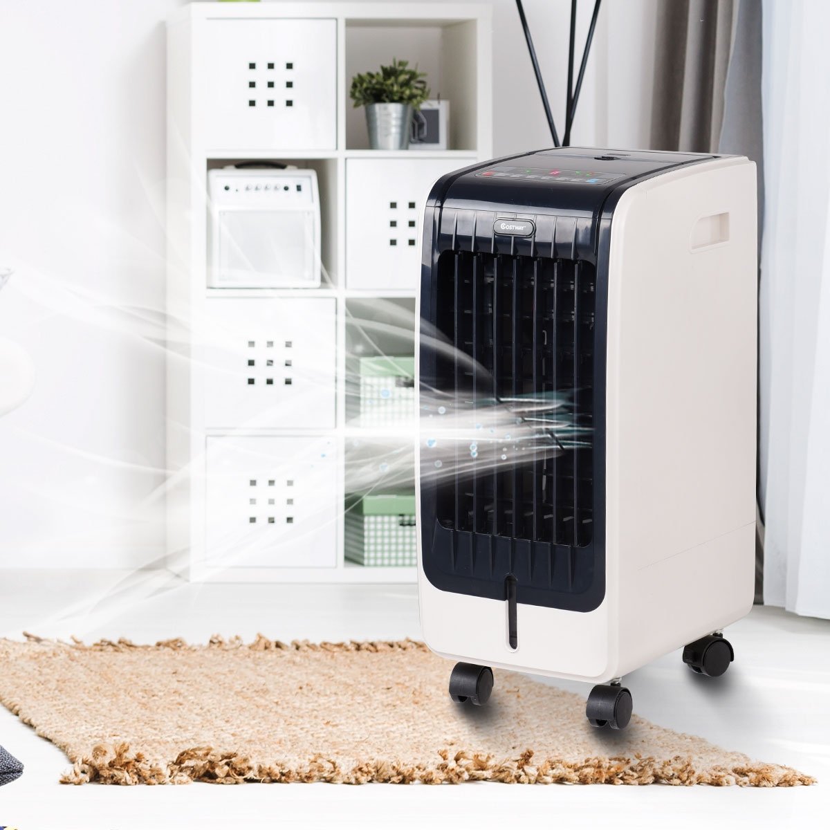 Refroidisseur d’Air 75W Portable avec Télécommande Ecran LCD 3 Vitesses Minuterie 8h Réservoir d'Eau 6L 32x25x57cm – Image 3