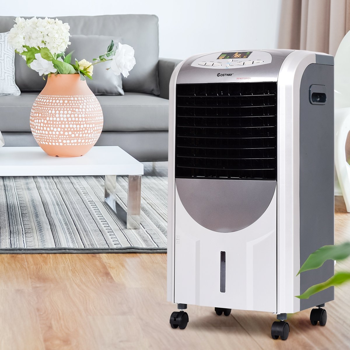 Rafraîchisseur d'Air avec Chauffage avec Télécommande 3 Vitesses Variables Minuterie 8H Réservoir d'eau 7L et 2 Conteneurs de Glace – Image 3