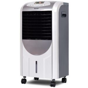 Rafraîchisseur d'Air avec Chauffage avec Télécommande 3 Vitesses Variables Minuterie 8H Réservoir d'eau 7L et 2 Conteneurs de Glace