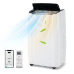 Climatiseur Mobile 14000 BTU 4 en 1 Refroidissement Chauffage Ventilateur Déshumidificateur Minuterie 24H pour jusqu'à 65m²