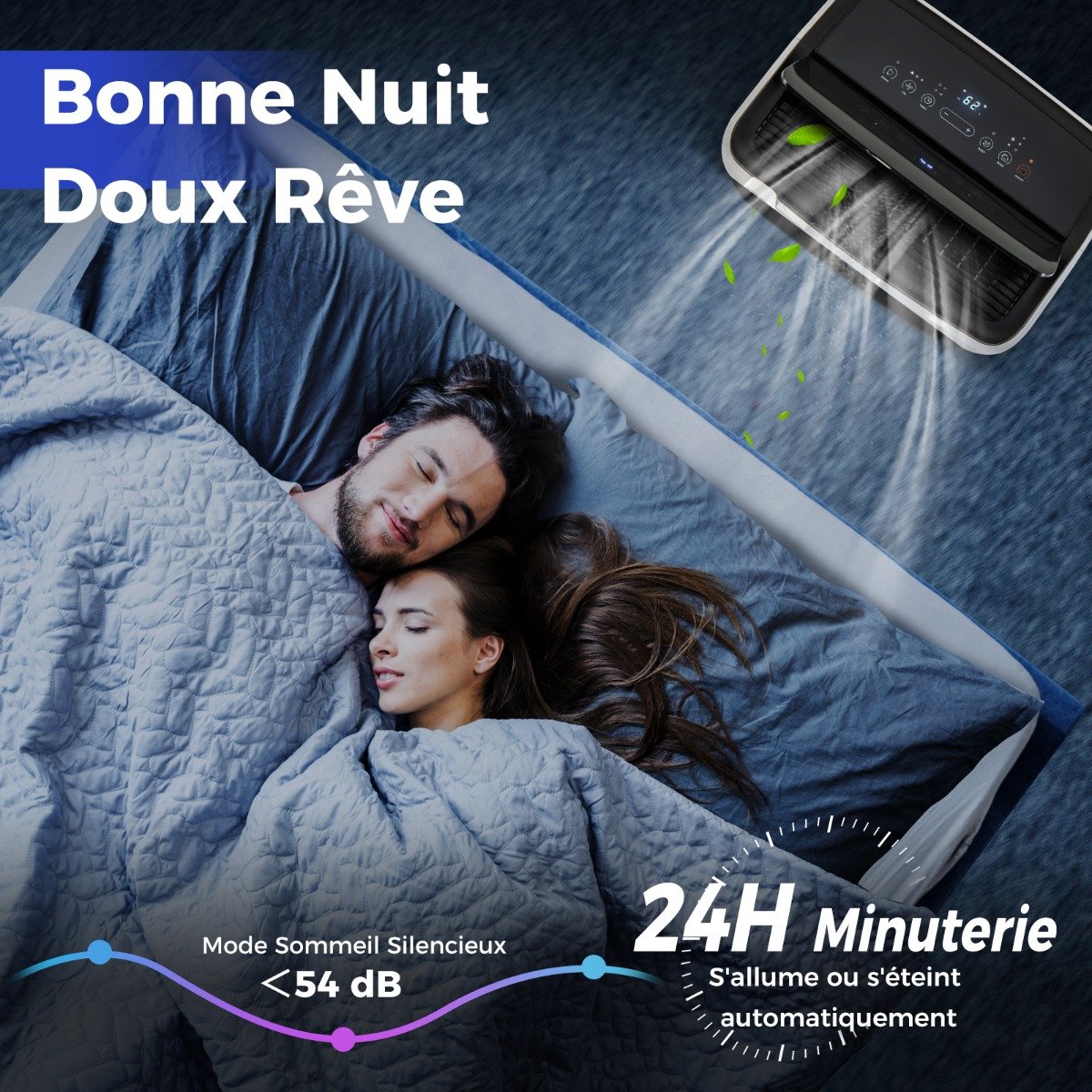 Climatiseur Mobile 14000 BTU 4 en 1 Refroidissement Chauffage Ventilateur Déshumidificateur Minuterie 24H pour jusqu'à 65m² – Image 8