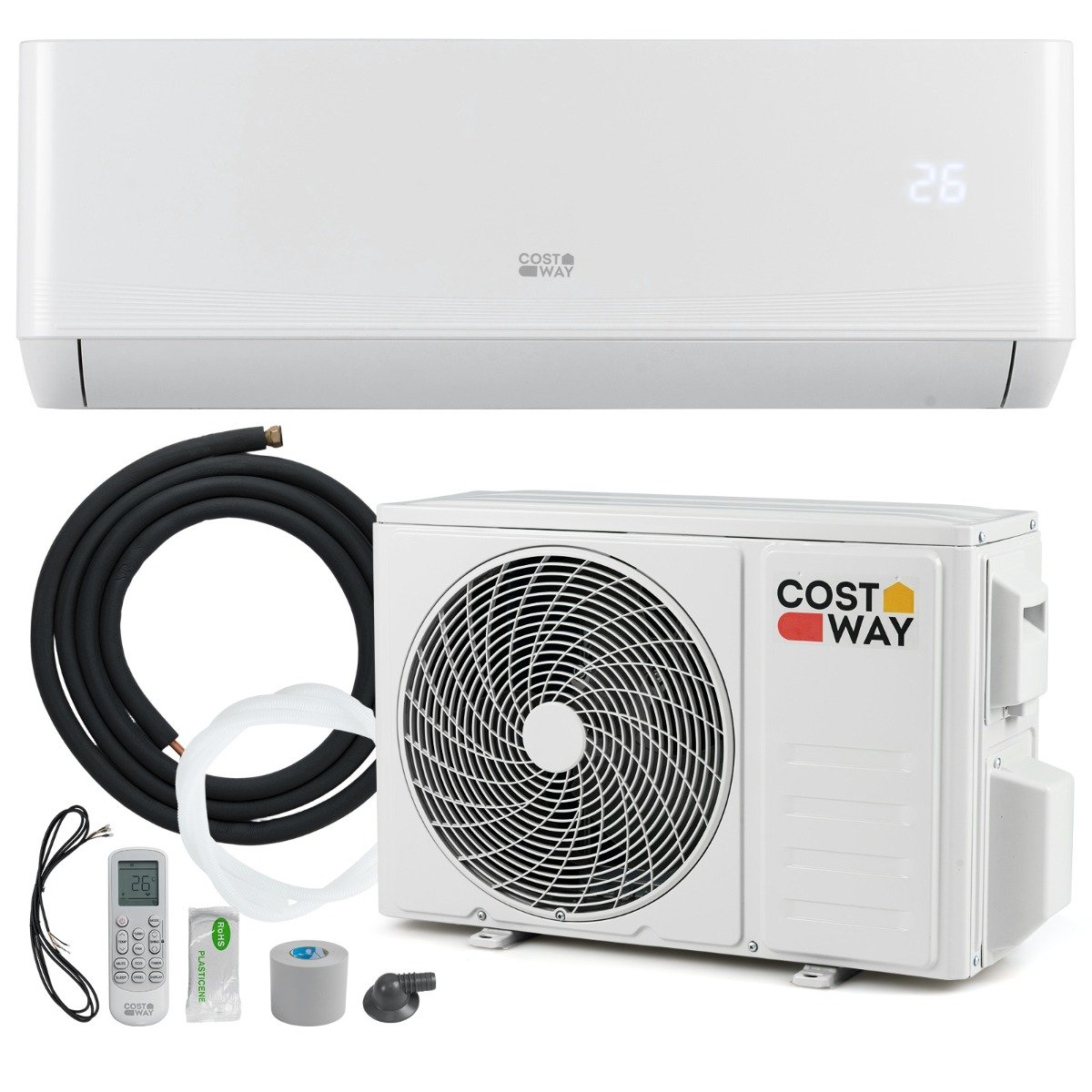 Climatiseur Mini Split 12000 BTU (3,4 kW) Unité AC Énergétiquement Efficace A++ avec Système de Pompe à Chaleur pour jusqu’à 70㎡ Blanc