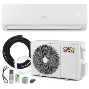 Climatiseur Mini Split 9000 BTU (2,6 kW) Unité de Climatisation Énergétiquement Efficace A++ avec Pompe à Chaleur pour jusqu’à 42㎡ Blanc